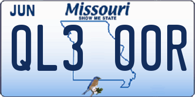 MO license plate QL3O0R
