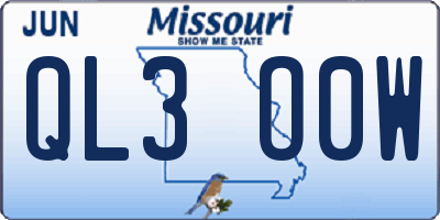 MO license plate QL3O0W