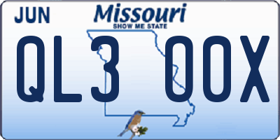 MO license plate QL3O0X