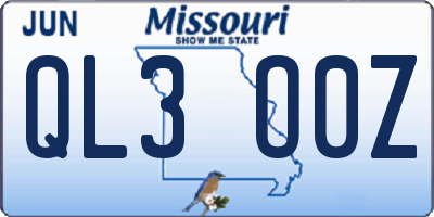 MO license plate QL3O0Z