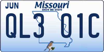 MO license plate QL3O1C