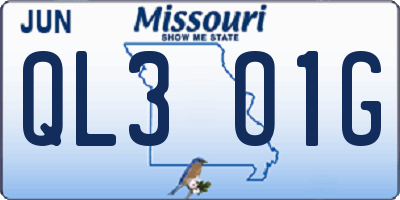 MO license plate QL3O1G