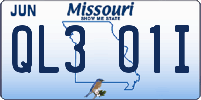 MO license plate QL3O1I