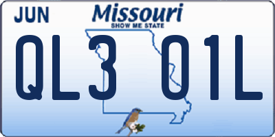 MO license plate QL3O1L