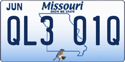 MO license plate QL3O1Q