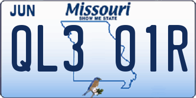 MO license plate QL3O1R