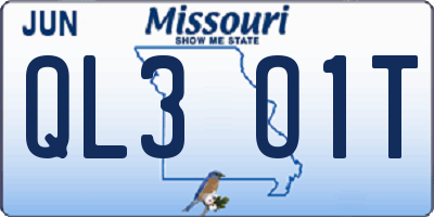 MO license plate QL3O1T