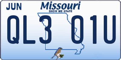 MO license plate QL3O1U
