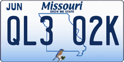 MO license plate QL3O2K