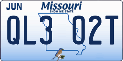 MO license plate QL3O2T