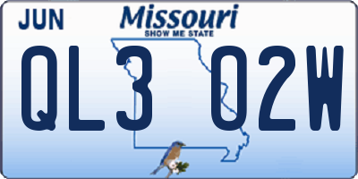 MO license plate QL3O2W