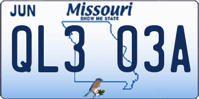MO license plate QL3O3A
