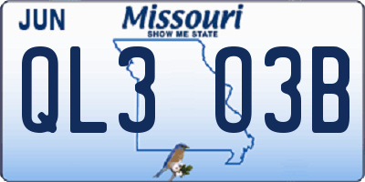 MO license plate QL3O3B