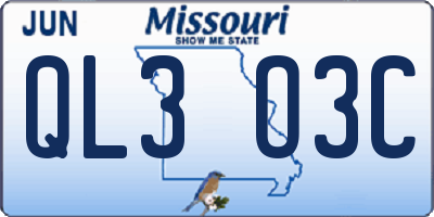 MO license plate QL3O3C
