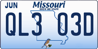 MO license plate QL3O3D
