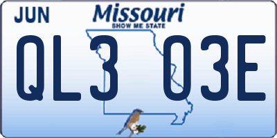 MO license plate QL3O3E