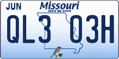 MO license plate QL3O3H