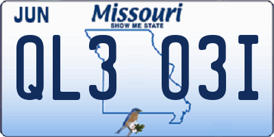 MO license plate QL3O3I