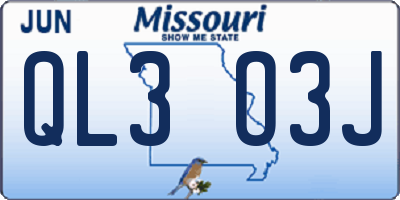 MO license plate QL3O3J