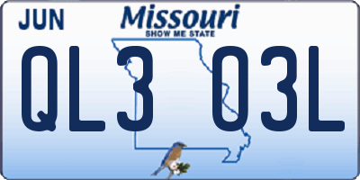 MO license plate QL3O3L