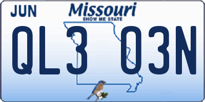 MO license plate QL3O3N