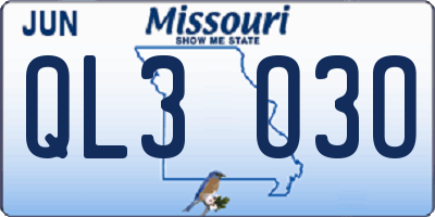 MO license plate QL3O3O