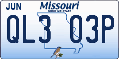 MO license plate QL3O3P