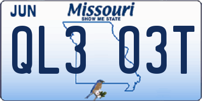 MO license plate QL3O3T
