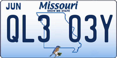 MO license plate QL3O3Y
