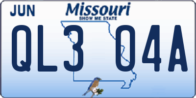 MO license plate QL3O4A