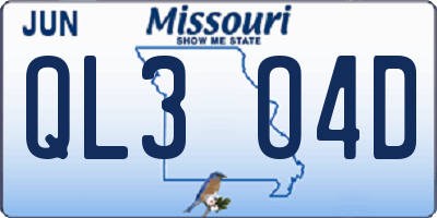 MO license plate QL3O4D