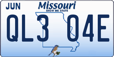 MO license plate QL3O4E