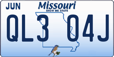 MO license plate QL3O4J