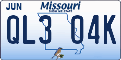 MO license plate QL3O4K