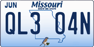 MO license plate QL3O4N
