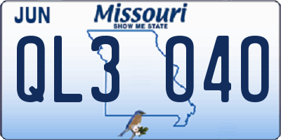 MO license plate QL3O4O