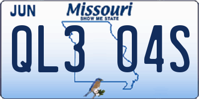 MO license plate QL3O4S