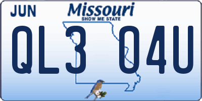 MO license plate QL3O4U