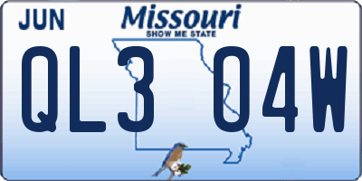 MO license plate QL3O4W
