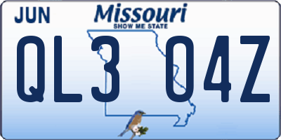 MO license plate QL3O4Z