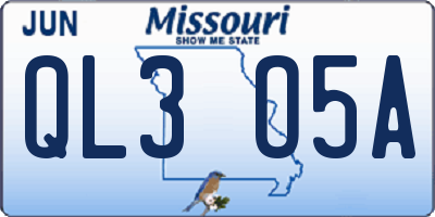 MO license plate QL3O5A