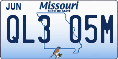 MO license plate QL3O5M