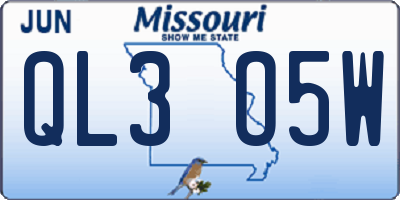MO license plate QL3O5W