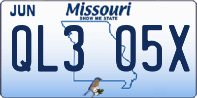 MO license plate QL3O5X