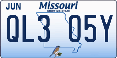 MO license plate QL3O5Y