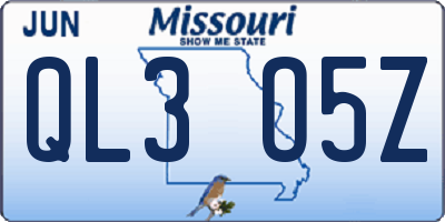 MO license plate QL3O5Z