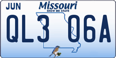MO license plate QL3O6A