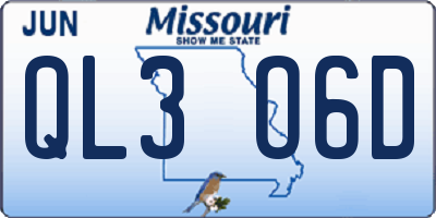 MO license plate QL3O6D