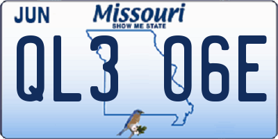 MO license plate QL3O6E