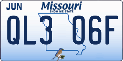 MO license plate QL3O6F